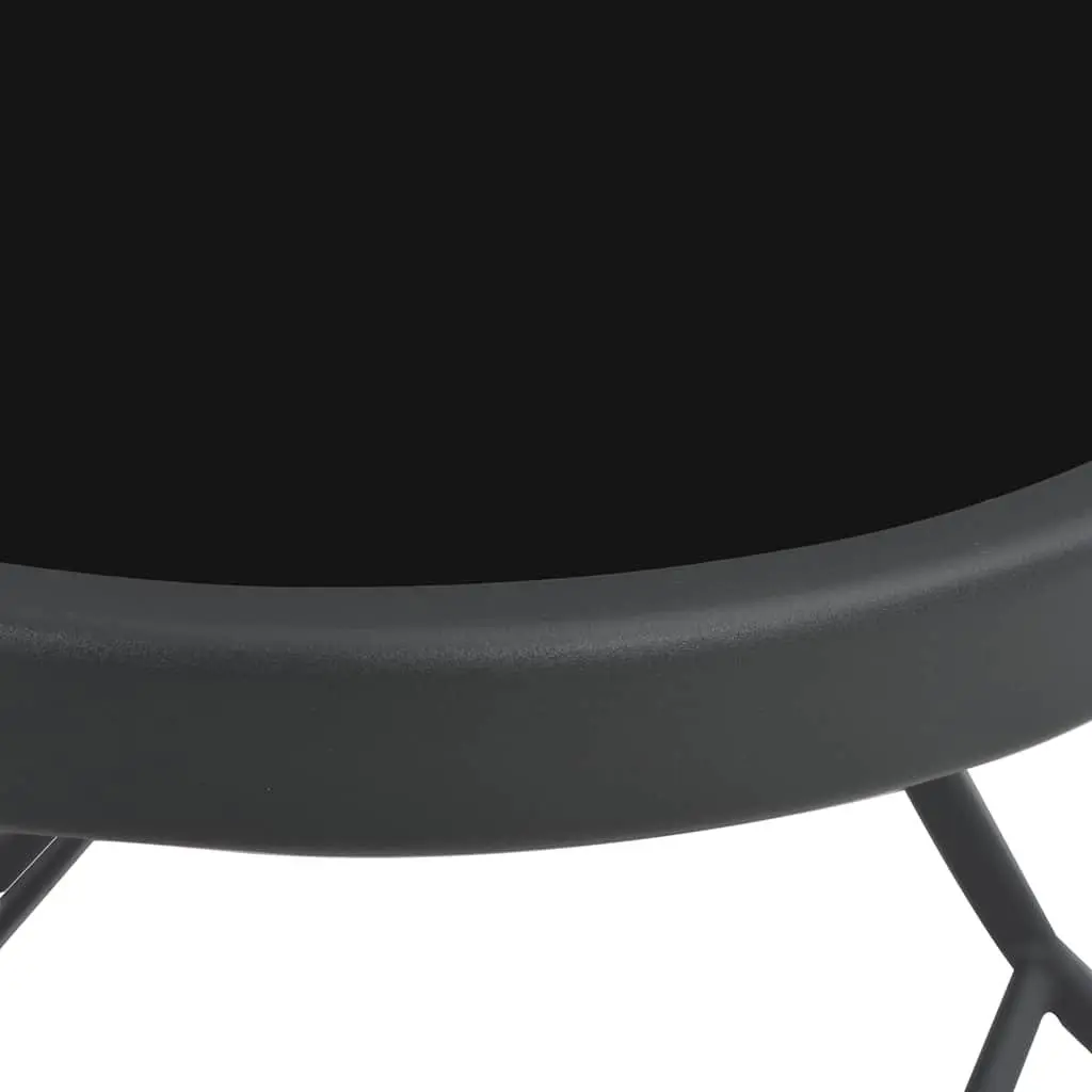 Folding Garden Dining Table Grey Tempered Glass Steel Frame Outdoor Patio