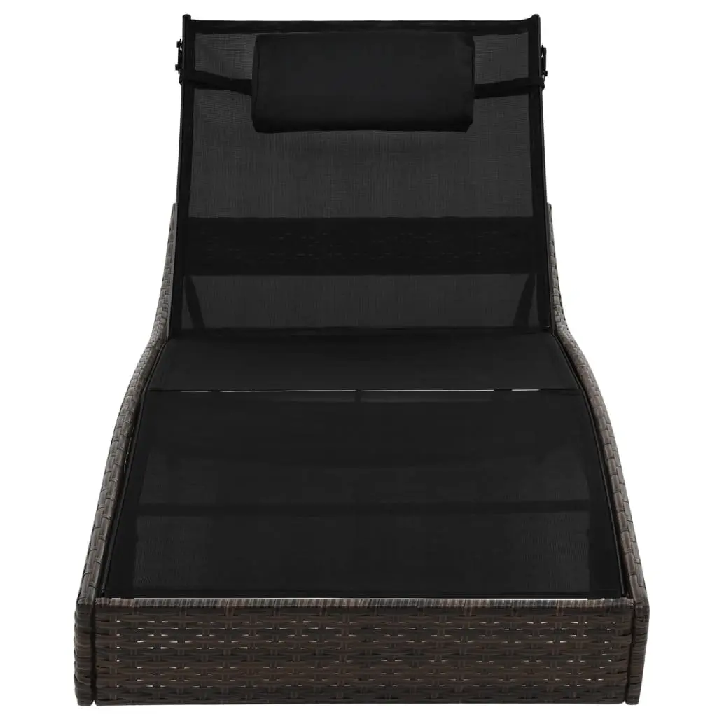 Sun Lounger PE Rattan Adjustable Backrest Brown