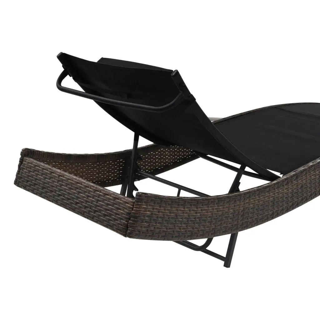 Sun Lounger PE Rattan Adjustable Backrest Brown