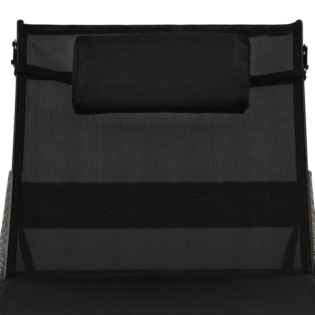 Sun Lounger PE Rattan Adjustable Backrest Brown
