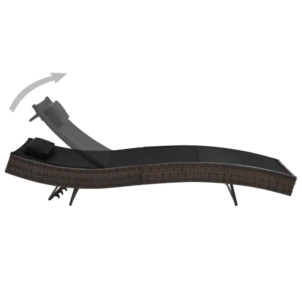 Sun Lounger PE Rattan Adjustable Backrest Brown