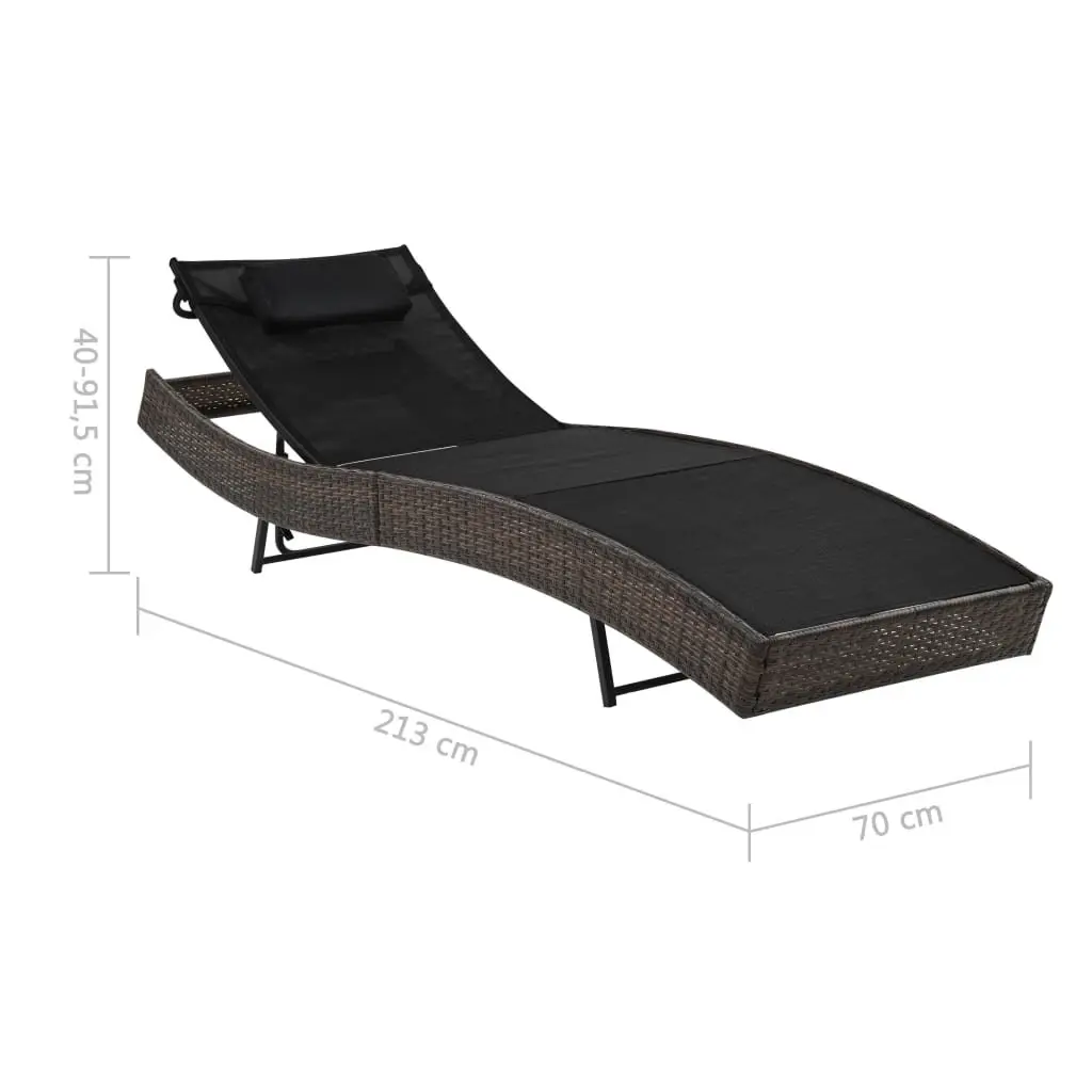 Sun Lounger PE Rattan Adjustable Backrest Brown