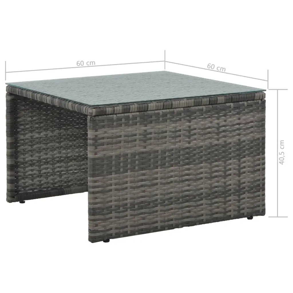 Outdoor Patio Lounge Set 3 Piece Grey Poly Rattan Sofa and Coffee Table Weather Resistant