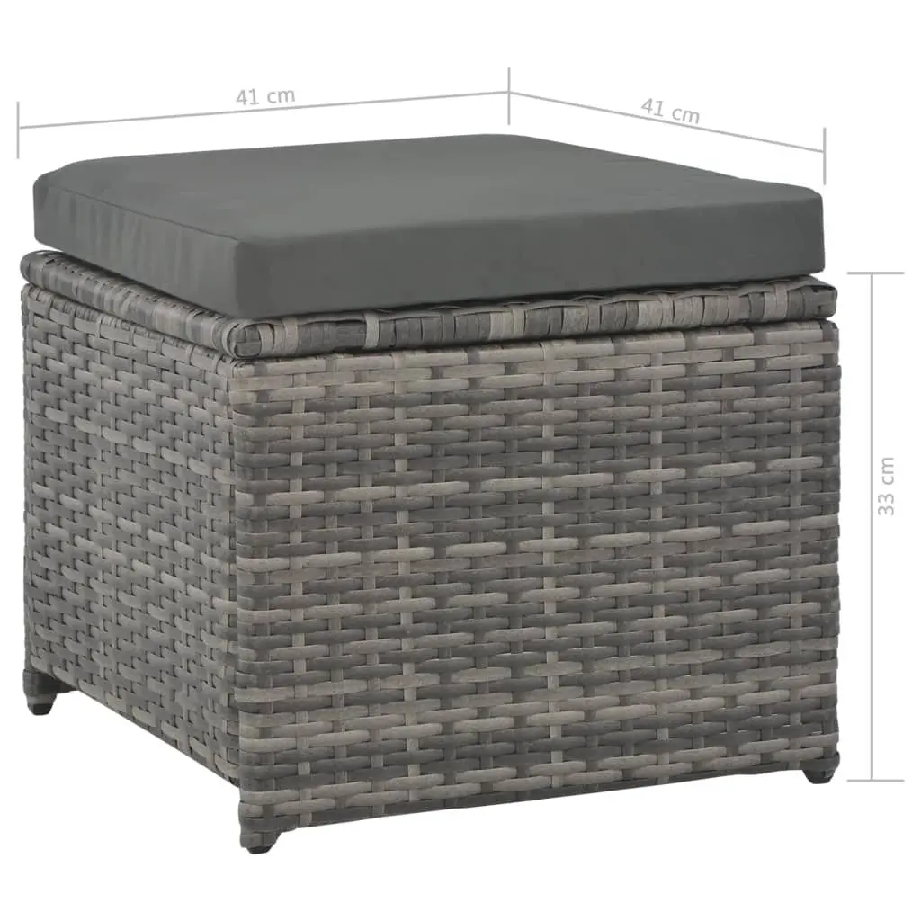 7 Piece Grey Patio Garden Dining Set Cushioned Poly Rattan Outdoor Furniture