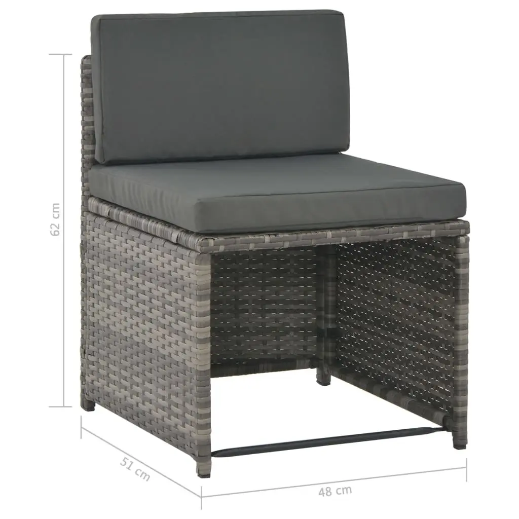 7 Piece Grey Patio Garden Dining Set Cushioned Poly Rattan Outdoor Furniture