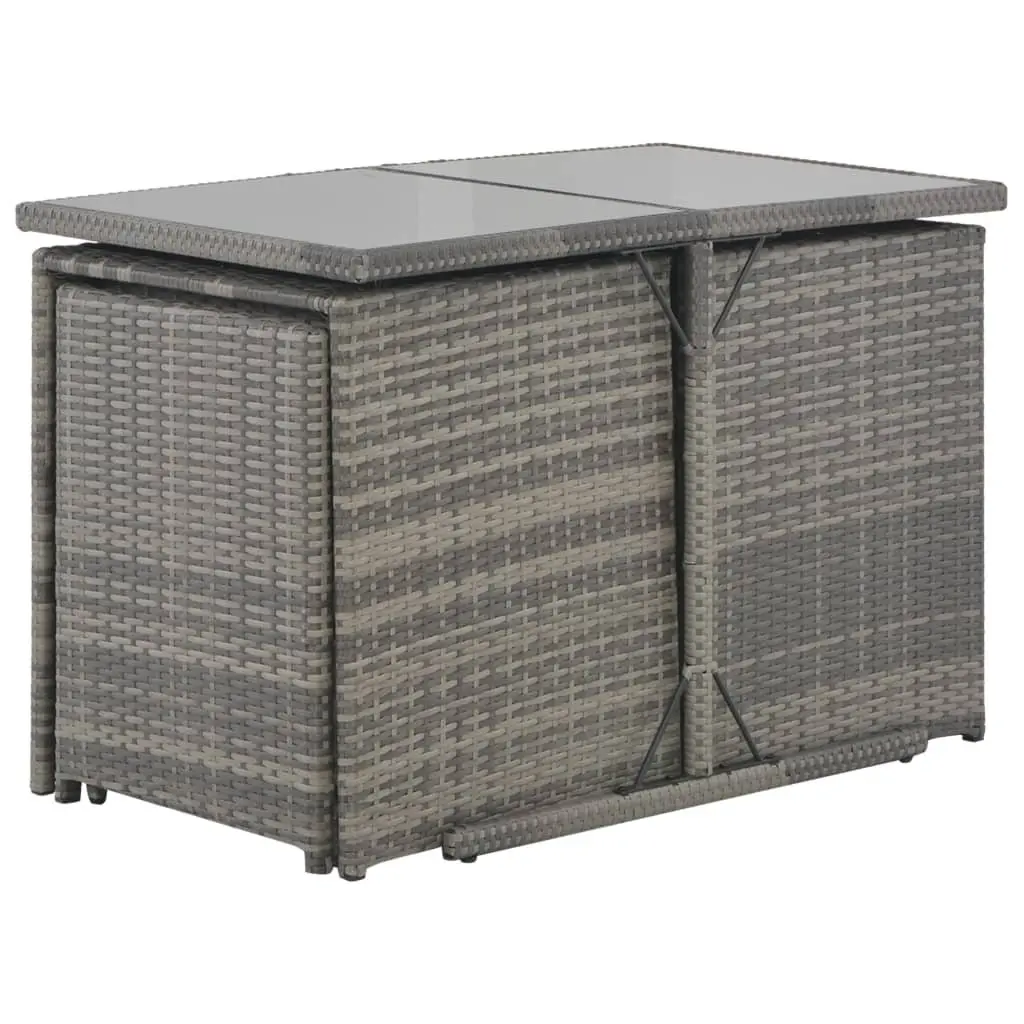 7 Piece Grey Patio Garden Dining Set Cushioned Poly Rattan Outdoor Furniture
