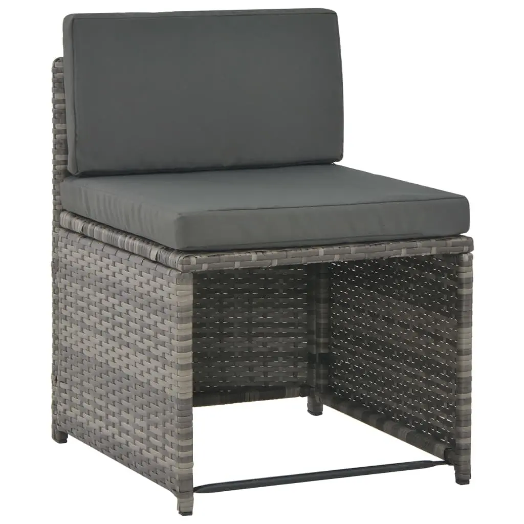 7 Piece Grey Patio Garden Dining Set Cushioned Poly Rattan Outdoor Furniture