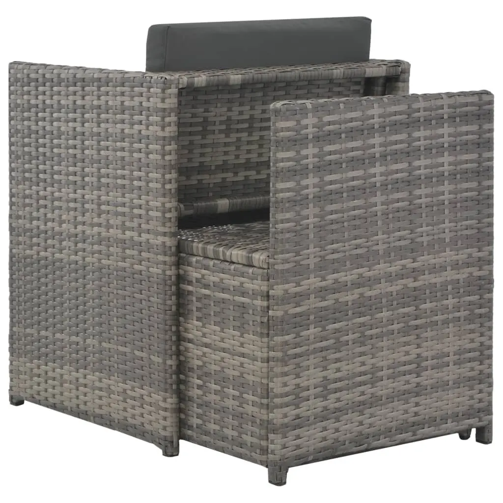 7 Piece Grey Patio Garden Dining Set Cushioned Poly Rattan Outdoor Furniture
