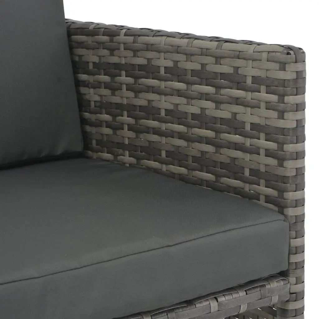 7 Piece Grey Patio Garden Dining Set Cushioned Poly Rattan Outdoor Furniture