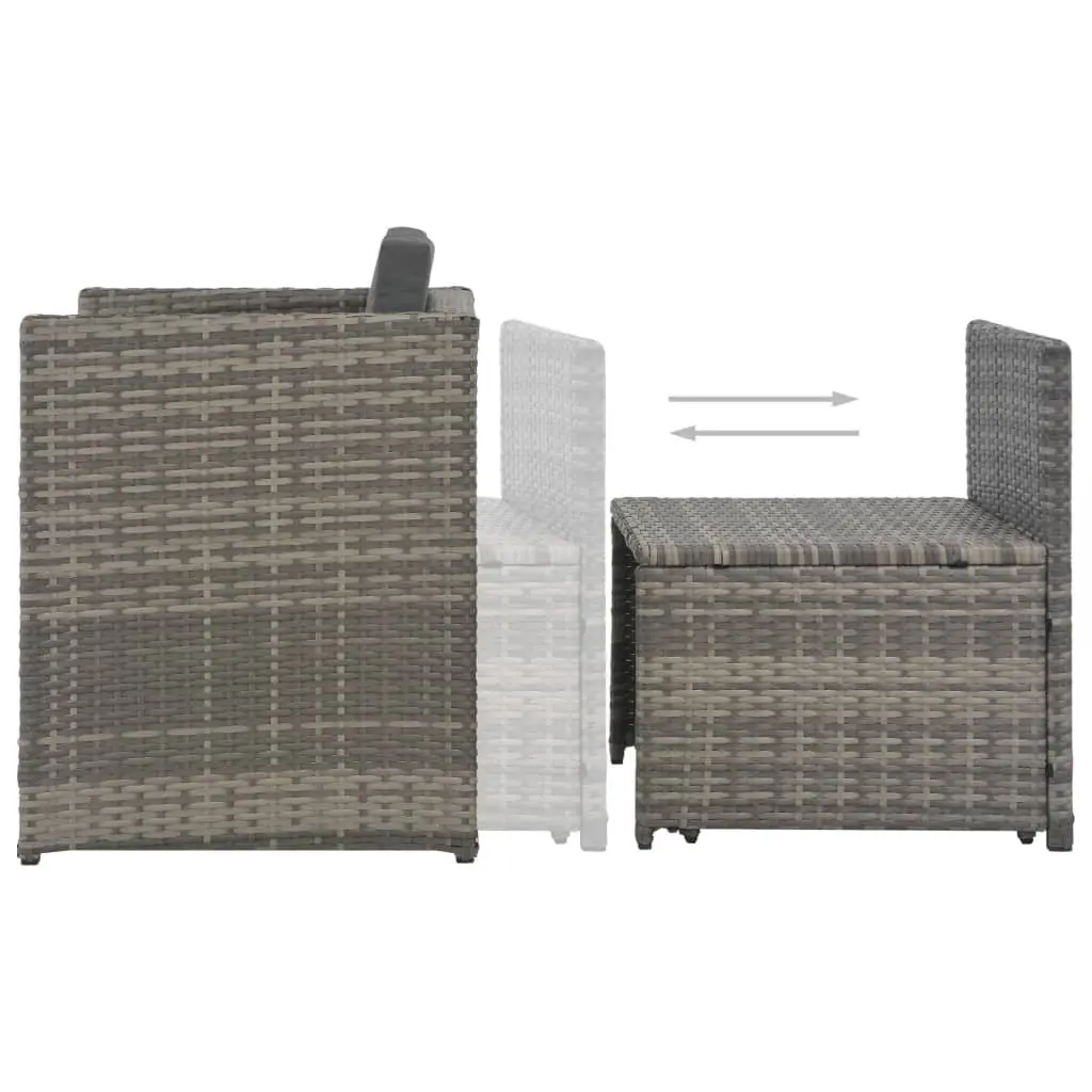7 Piece Grey Patio Garden Dining Set Cushioned Poly Rattan Outdoor Furniture