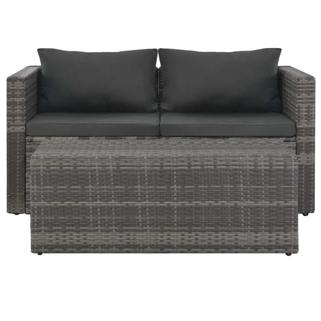 Garden Lounge Set Poly Rattan Outdoor Furniture 6 Piece Grey