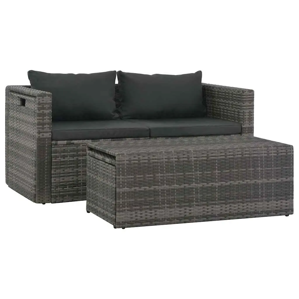Garden Lounge Set Poly Rattan Outdoor Furniture 6 Piece Grey