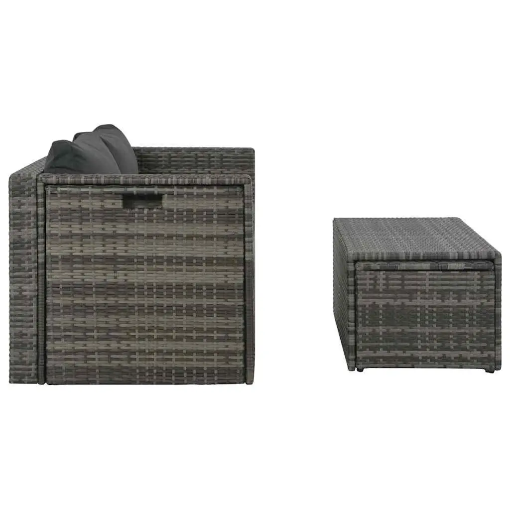 Garden Lounge Set Poly Rattan Outdoor Furniture 6 Piece Grey