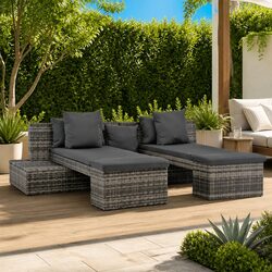 Practical Outdoor Lounge Set - 4 Piece Grey Furniture