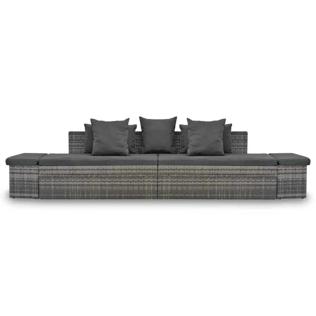 4 Piece Garden Lounge Set Poly Rattan Grey Outdoor Sofa Sunbed with Cushions