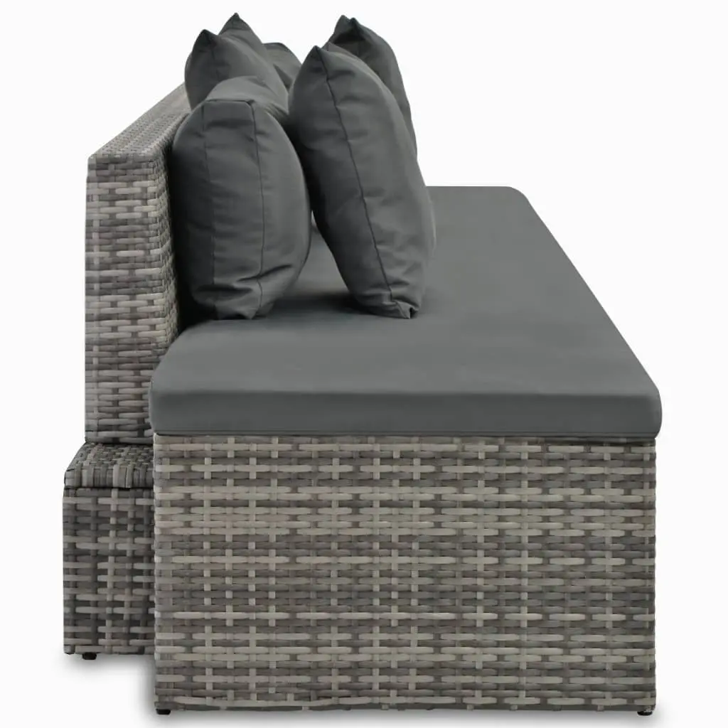 4 Piece Garden Lounge Set Poly Rattan Grey Outdoor Sofa Sunbed with Cushions