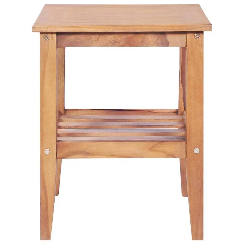 Teak Wood Coffee Table Square 40x40x50 cm Brown Indoor Outdoor Accent with Shelf