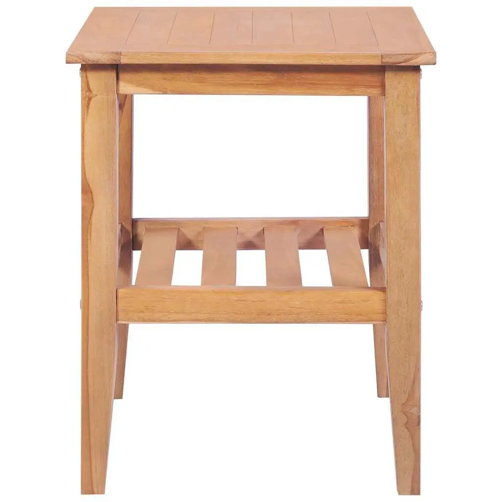 Teak Wood Coffee Table Square 40x40x50 cm Brown Indoor Outdoor Accent with Shelf
