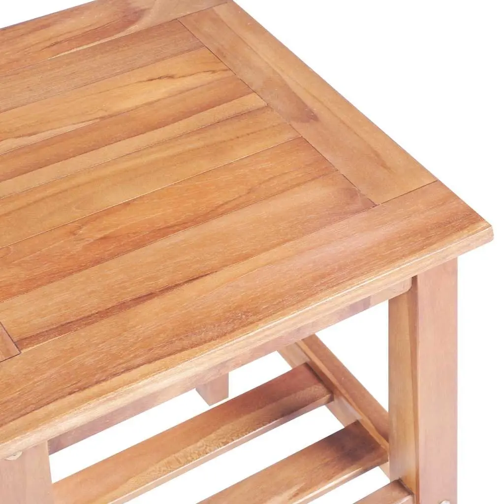 Teak Wood Coffee Table Square 40x40x50 cm Brown Indoor Outdoor Accent with Shelf