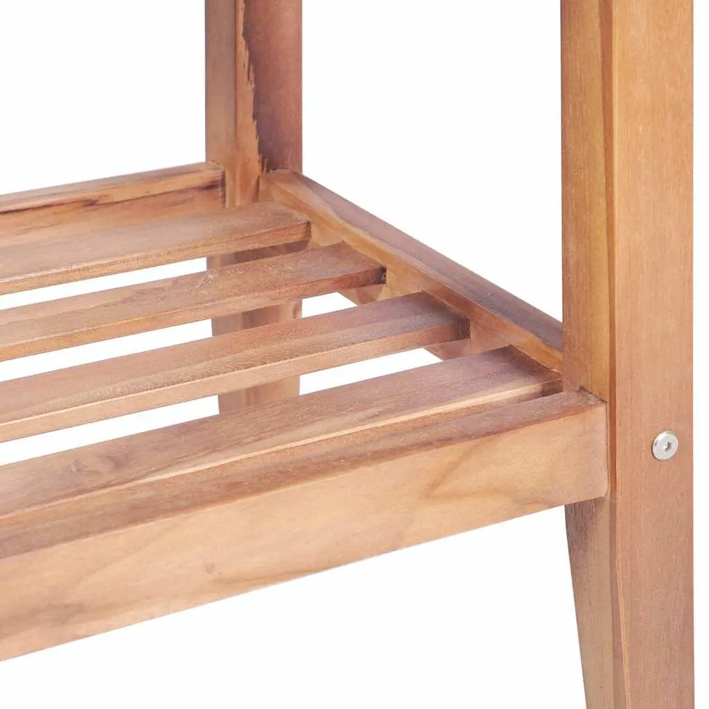 Teak Wood Coffee Table Square 40x40x50 cm Brown Indoor Outdoor Accent with Shelf