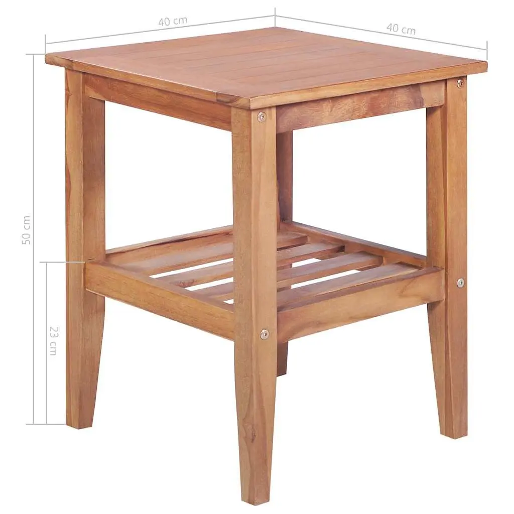 Teak Wood Coffee Table Square 40x40x50 cm Brown Indoor Outdoor Accent with Shelf