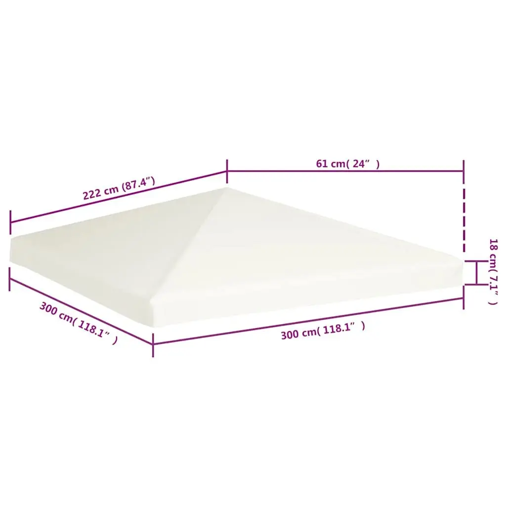 3x3m Replacement Canopy White Polyester Gazebo Top Cover for Outdoor Garden Patio Roof