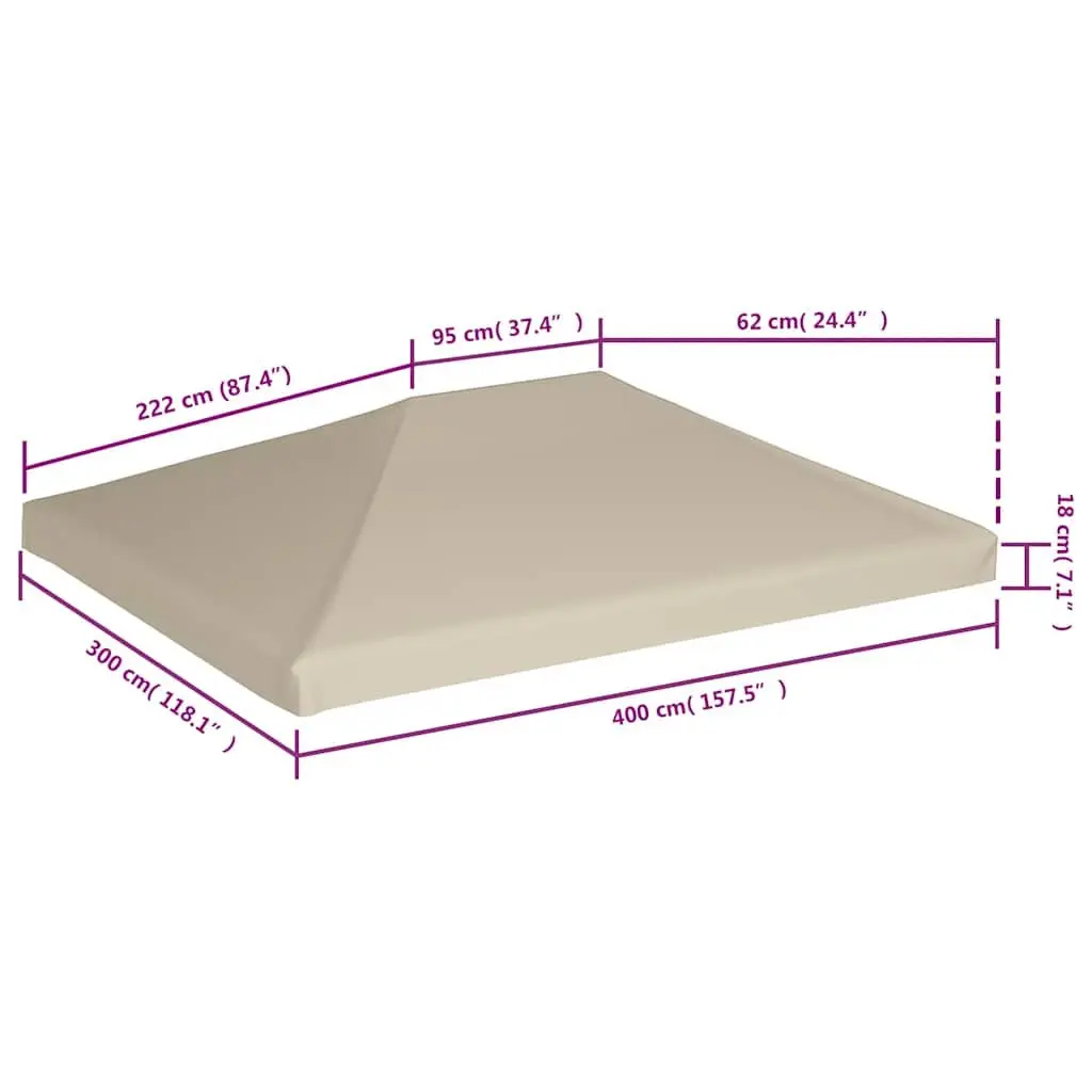 Gazebo Top Cover Replacement Canopy 4x3 m PVC-coated Fabric 310 g/m² Outdoor Shelter Beige