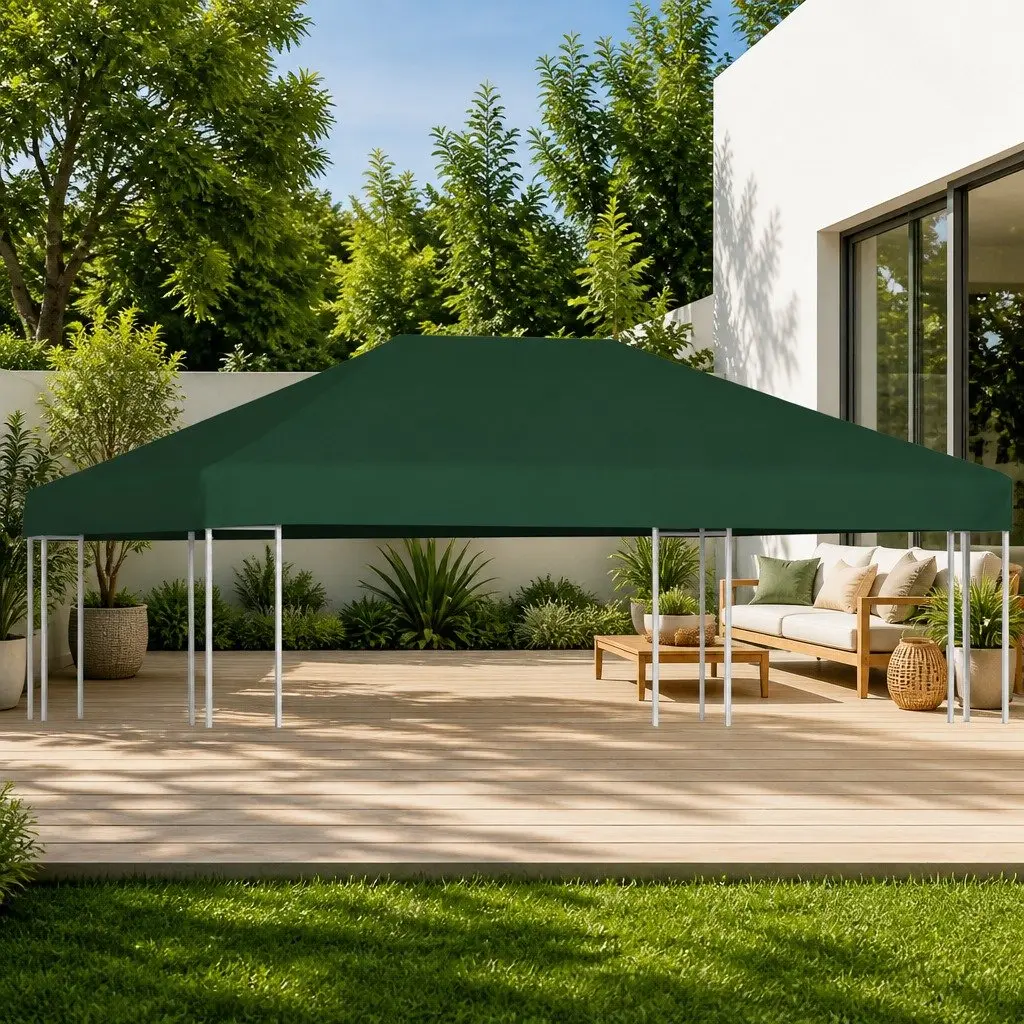Gazebo Top Cover Polyester 4x3 m Green Replacement Canopy Roof Sunshade