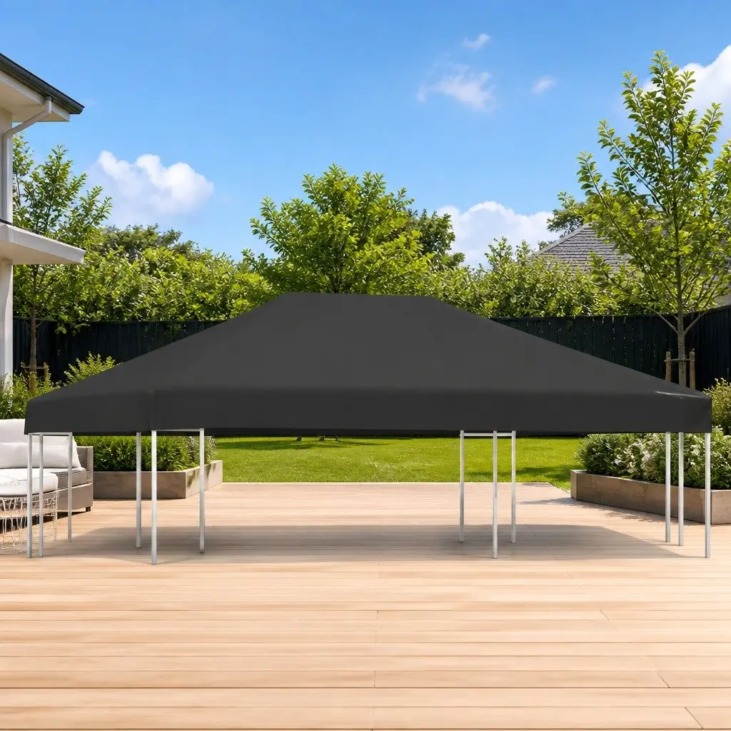 Gazebo Top Cover Replacement Canopy 4x3 m Grey Water Resistant Polyester with PVC Coating