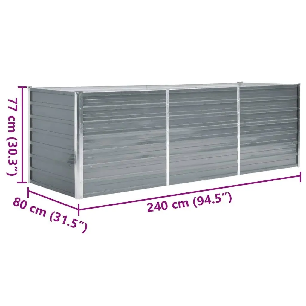 Raised Garden Bed Planter Box Galvanised Steel Deep Wide Grey