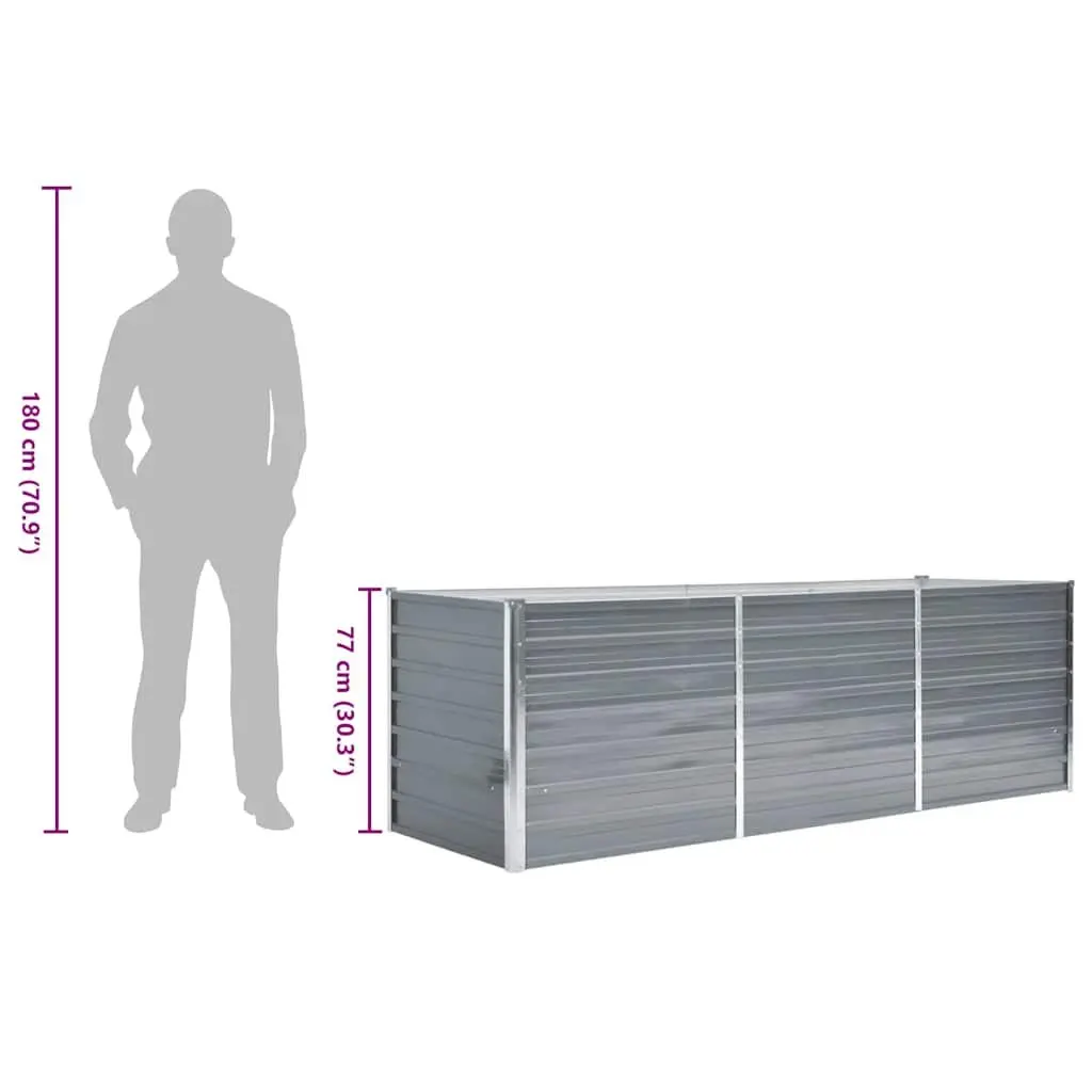 Raised Garden Bed Planter Box Galvanised Steel Deep Wide Grey