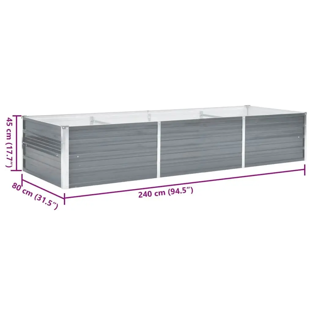 Outdoor Planter Box Raised Bed Steel Grey 240x80x45cm Heavy Duty Galvanised for Vegetables Herbs and Flowers Gardening