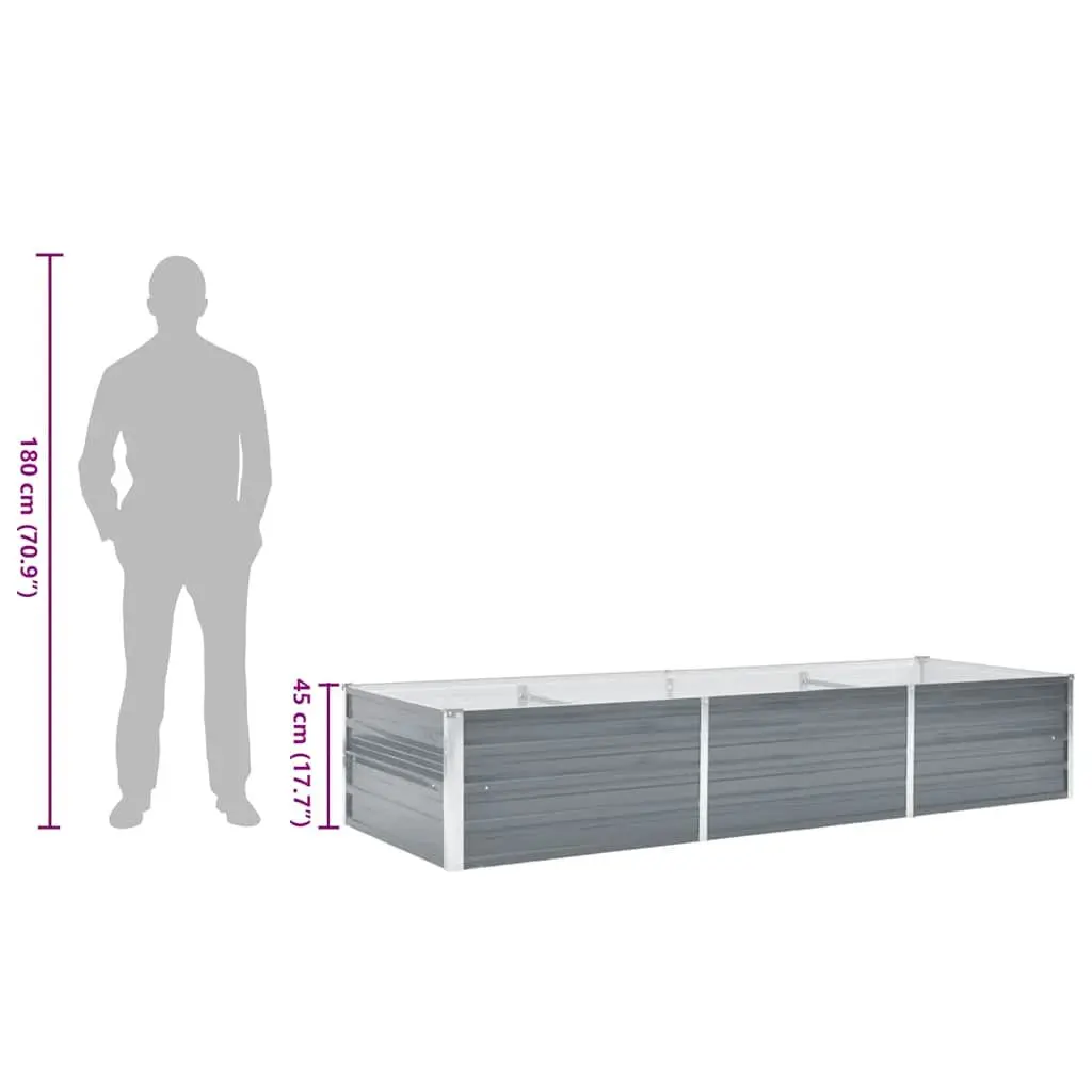 Outdoor Planter Box Raised Bed Steel Grey 240x80x45cm Heavy Duty Galvanised for Vegetables Herbs and Flowers Gardening