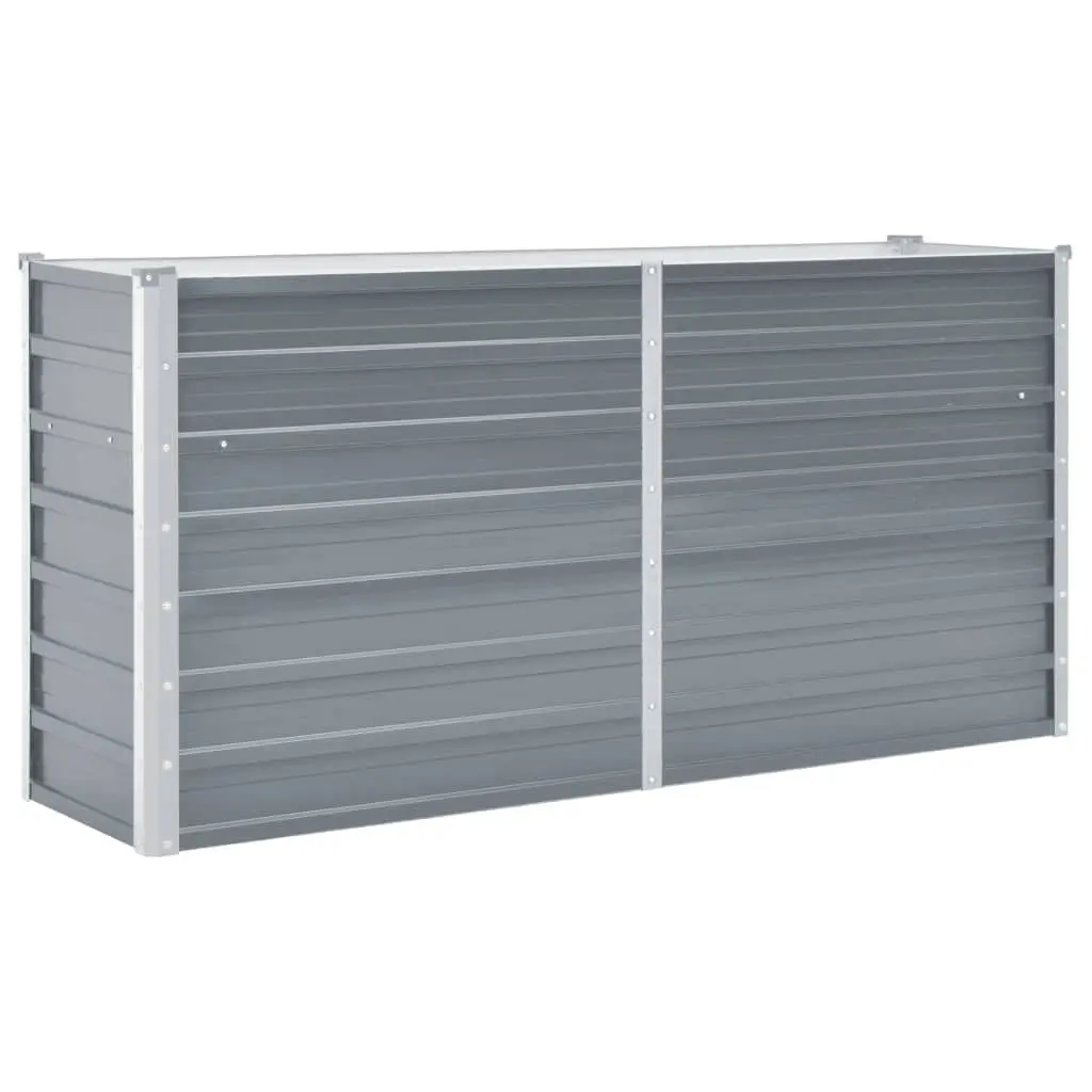 Raised Garden Bed Galvanised Steel 160x40x77cm Grey Outdoor Planter Box