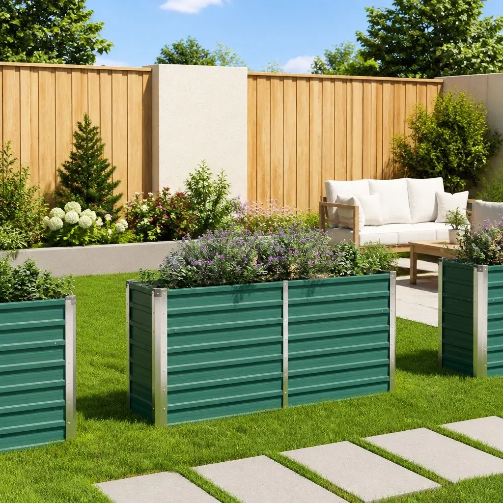 Raised Garden Bed Metal 160 x 40 x 77 cm Green