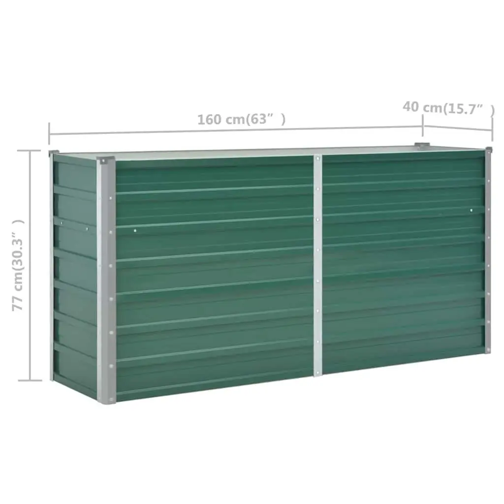 Raised Garden Bed Metal 160 x 40 x 77 cm Green