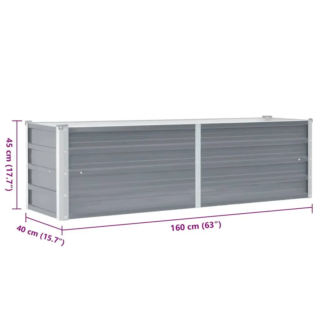 Galvanised Steel Planter Box Grey Outdoor Raised Garden Bed 160x40x45cm