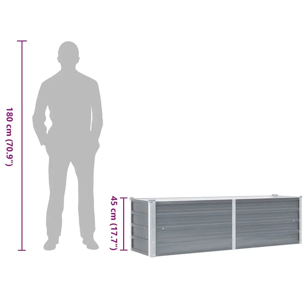 Galvanised Steel Planter Box Grey Outdoor Raised Garden Bed 160x40x45cm