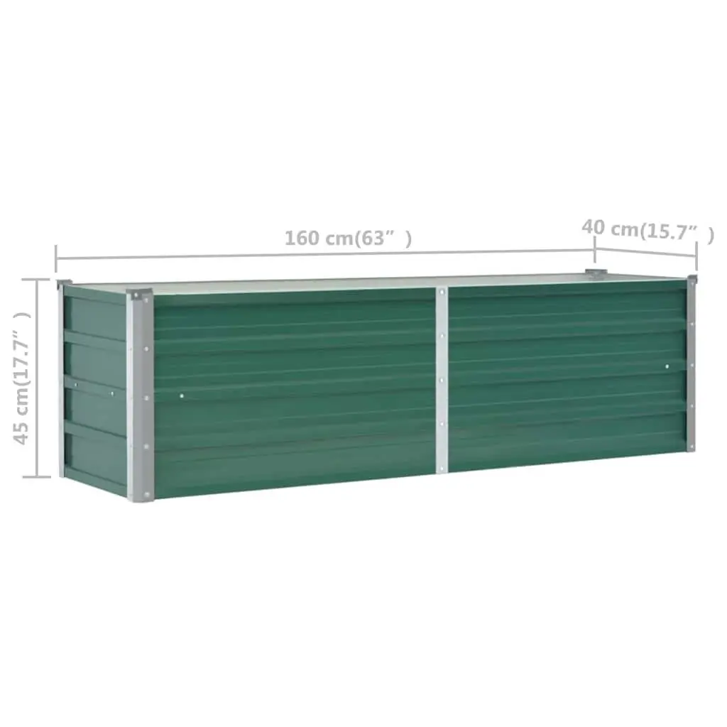 Raised Garden Bed Planter Box Metal 160 x 40 x 45 cm Green