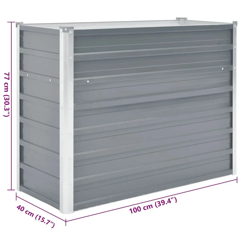 Galvanised Steel Raised Planter Bed Grey 100x40x77cm Outdoor Metal Garden Bed
