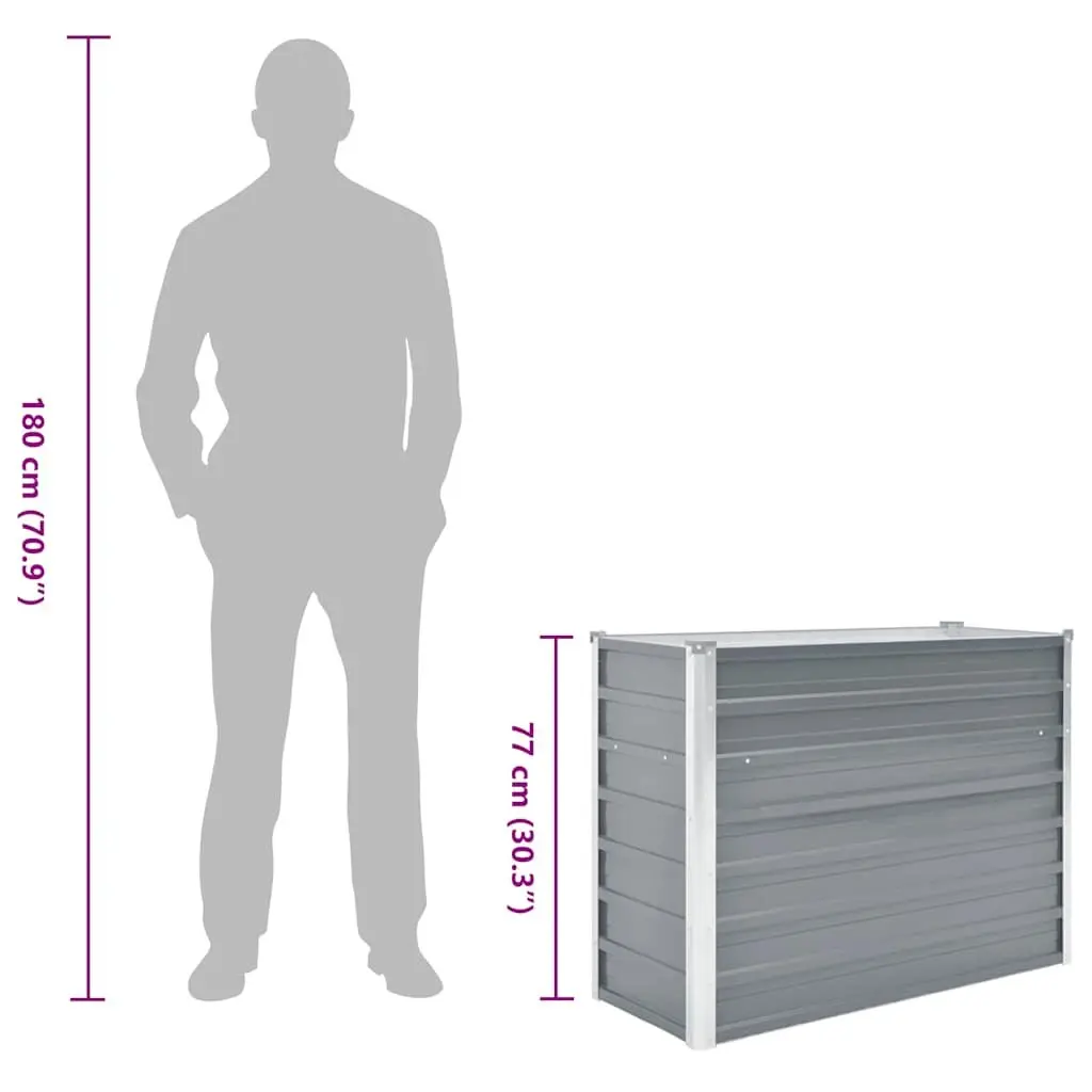 Galvanised Steel Raised Planter Bed Grey 100x40x77cm Outdoor Metal Garden Bed