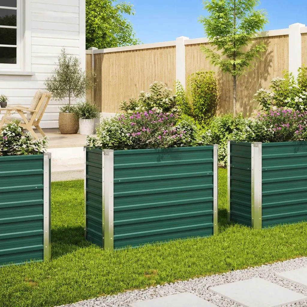 Garden Raised Bed Planter Box Galvanised Steel 100 x 40 x 77 cm Green