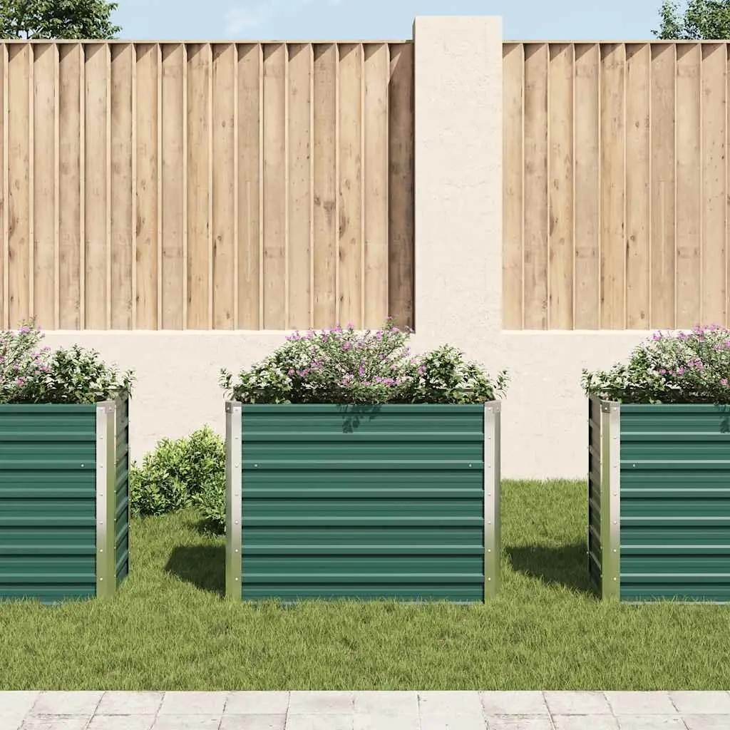 Garden Raised Bed Planter Box Galvanised Steel 100 x 40 x 77 cm Green