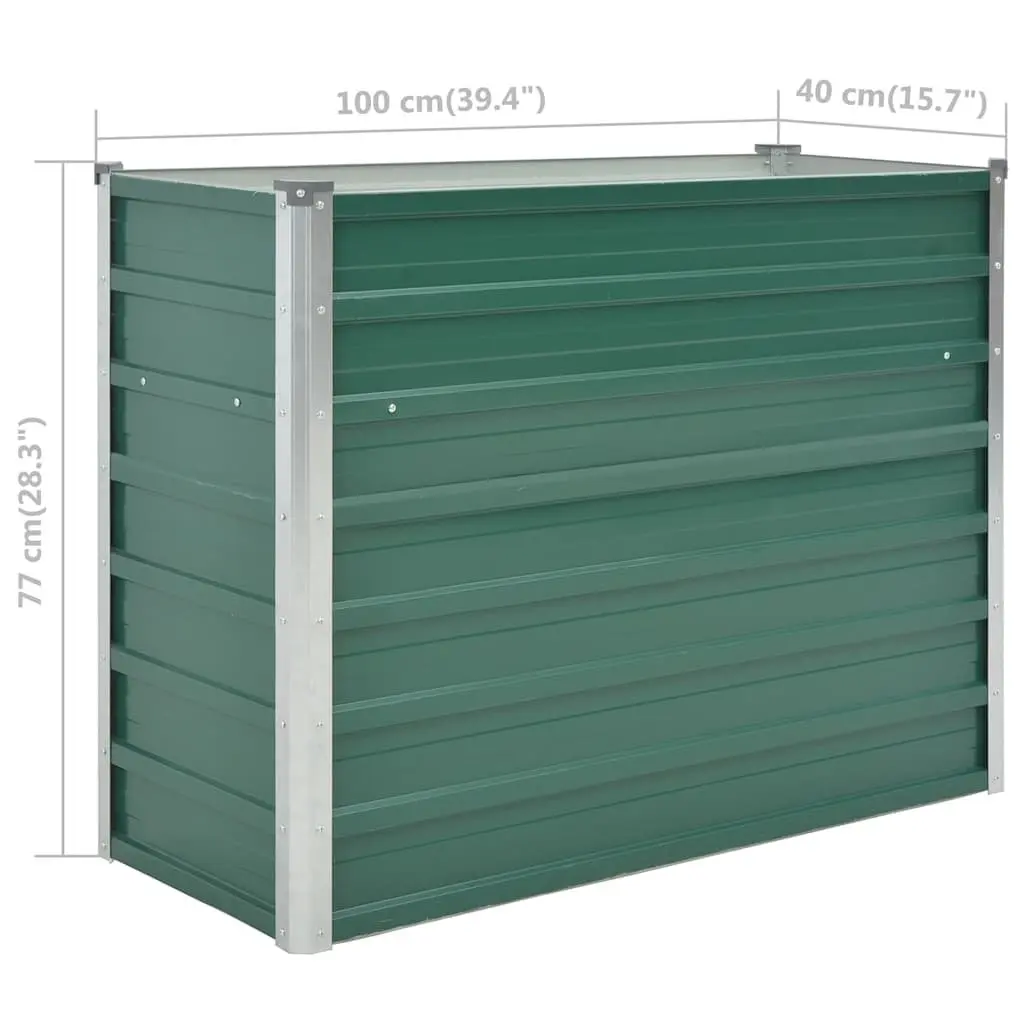 Garden Raised Bed Planter Box Galvanised Steel 100 x 40 x 77 cm Green