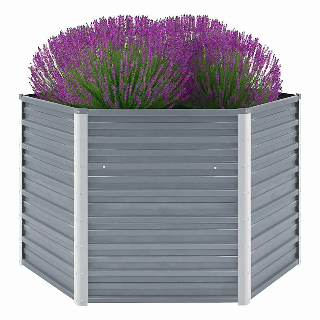 Galvanised Steel Square Raised Garden Bed 129cm Grey Outdoor Planter 77cm