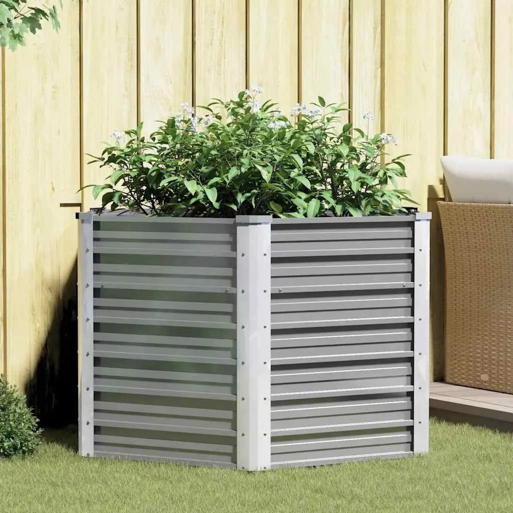 Galvanised Steel Square Raised Garden Bed 129cm Grey Outdoor Planter 77cm