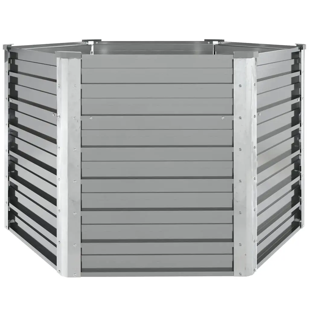 Galvanised Steel Square Raised Garden Bed 129cm Grey Outdoor Planter 77cm
