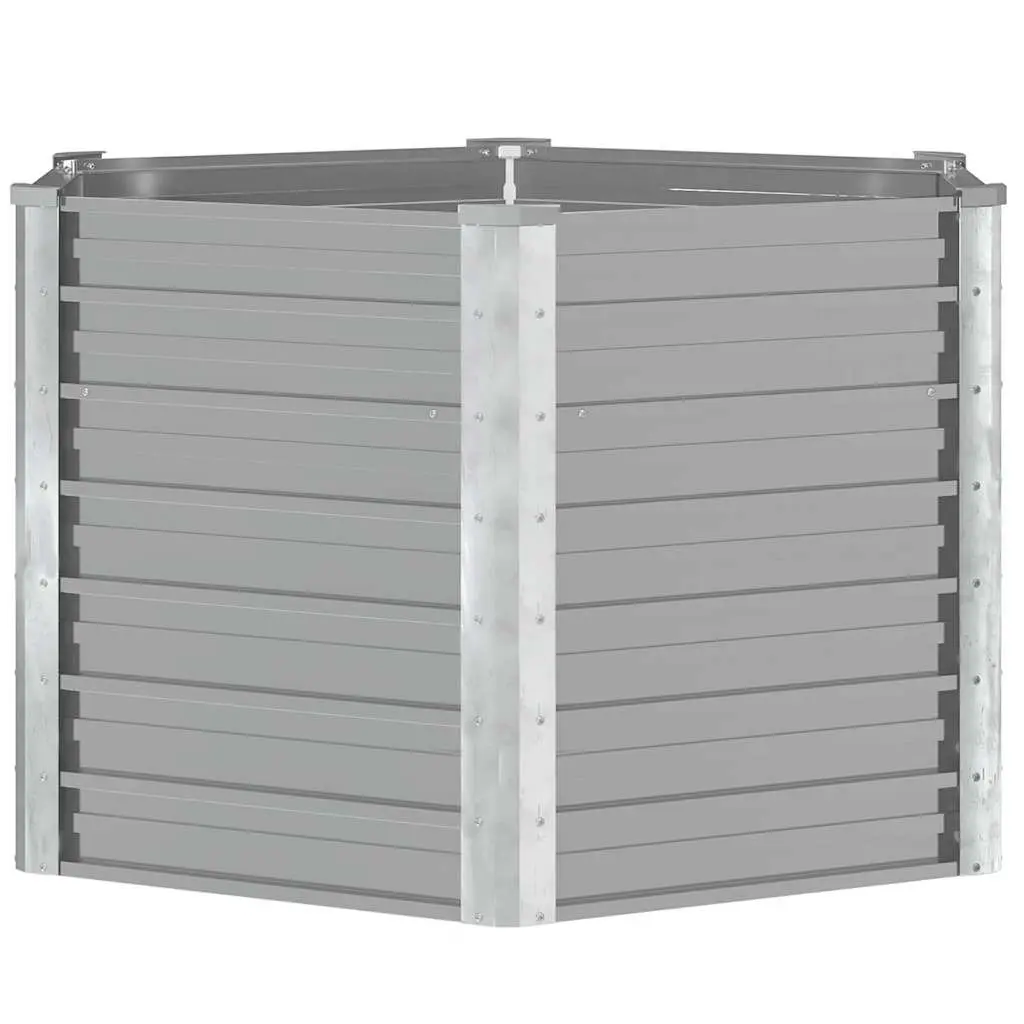 Galvanised Steel Square Raised Garden Bed 129cm Grey Outdoor Planter 77cm