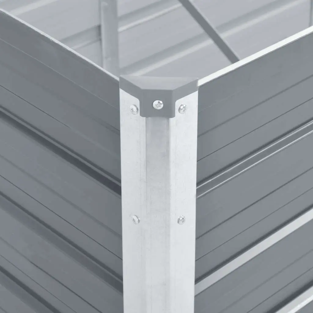 Galvanised Steel Square Raised Garden Bed 129cm Grey Outdoor Planter 77cm