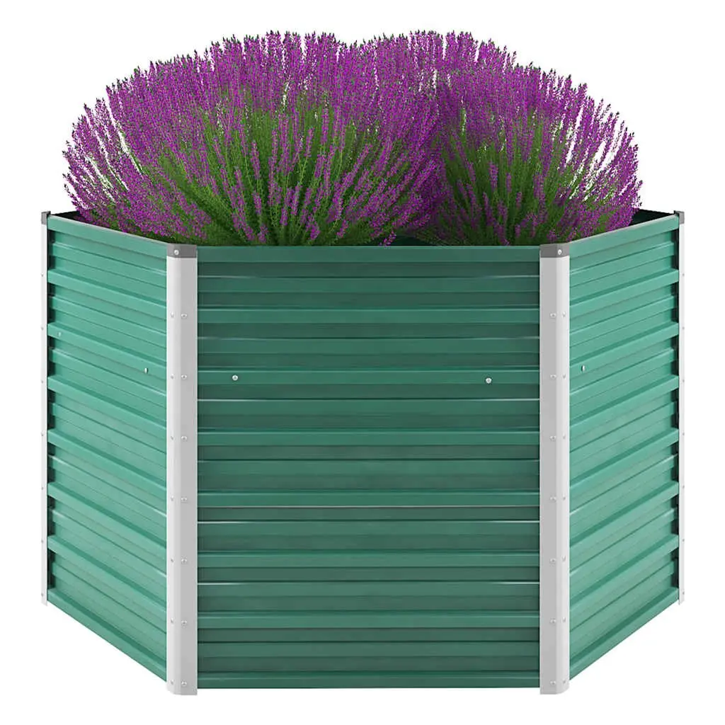 Garden Raised Bed Planter Box Galvanised Steel 129 x 129 x 77 cm Green